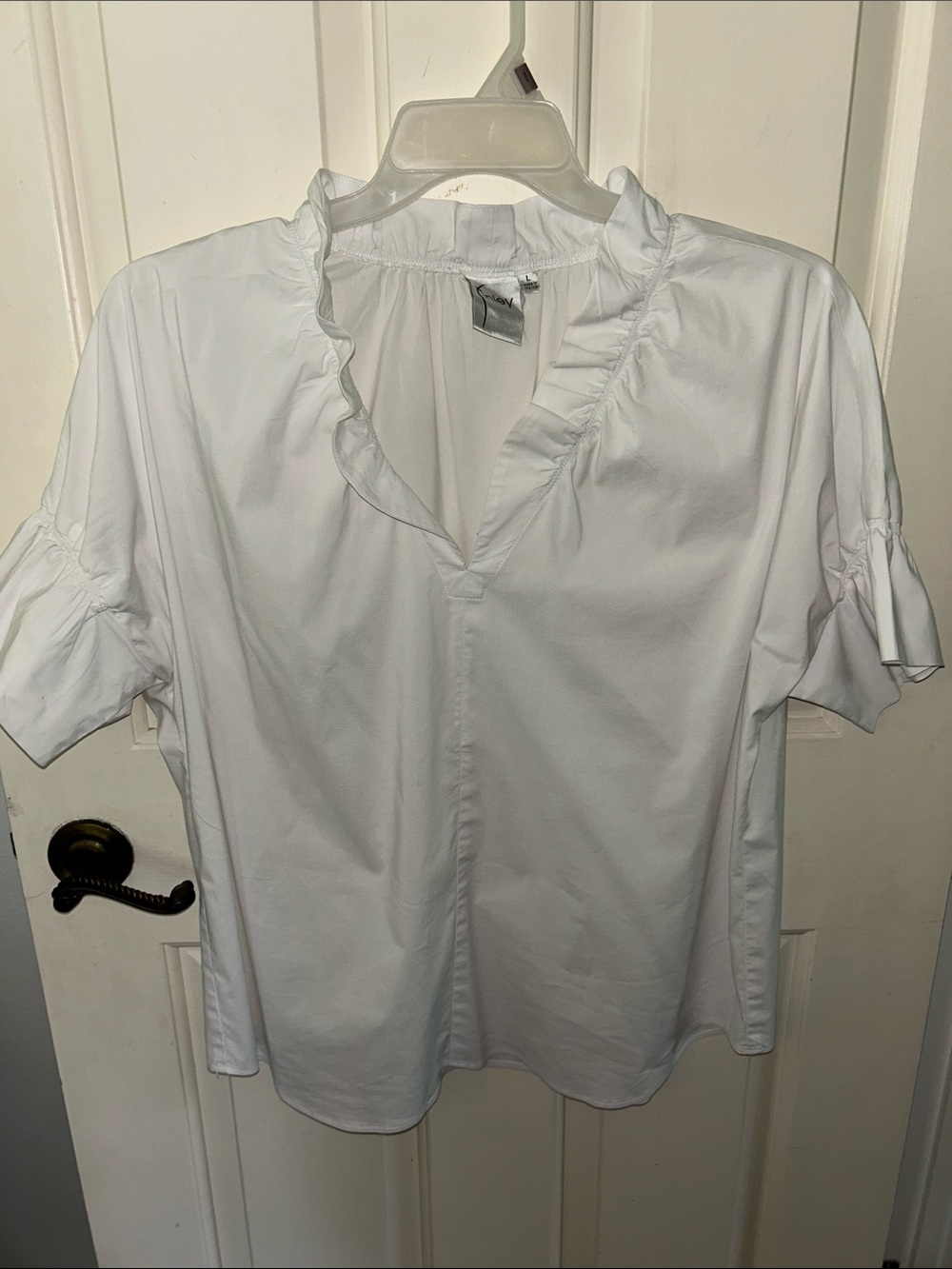Finley White Ruffle V-Neck Blouse